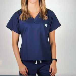 Blue Sky Classic Simple Scrub Top- Navy